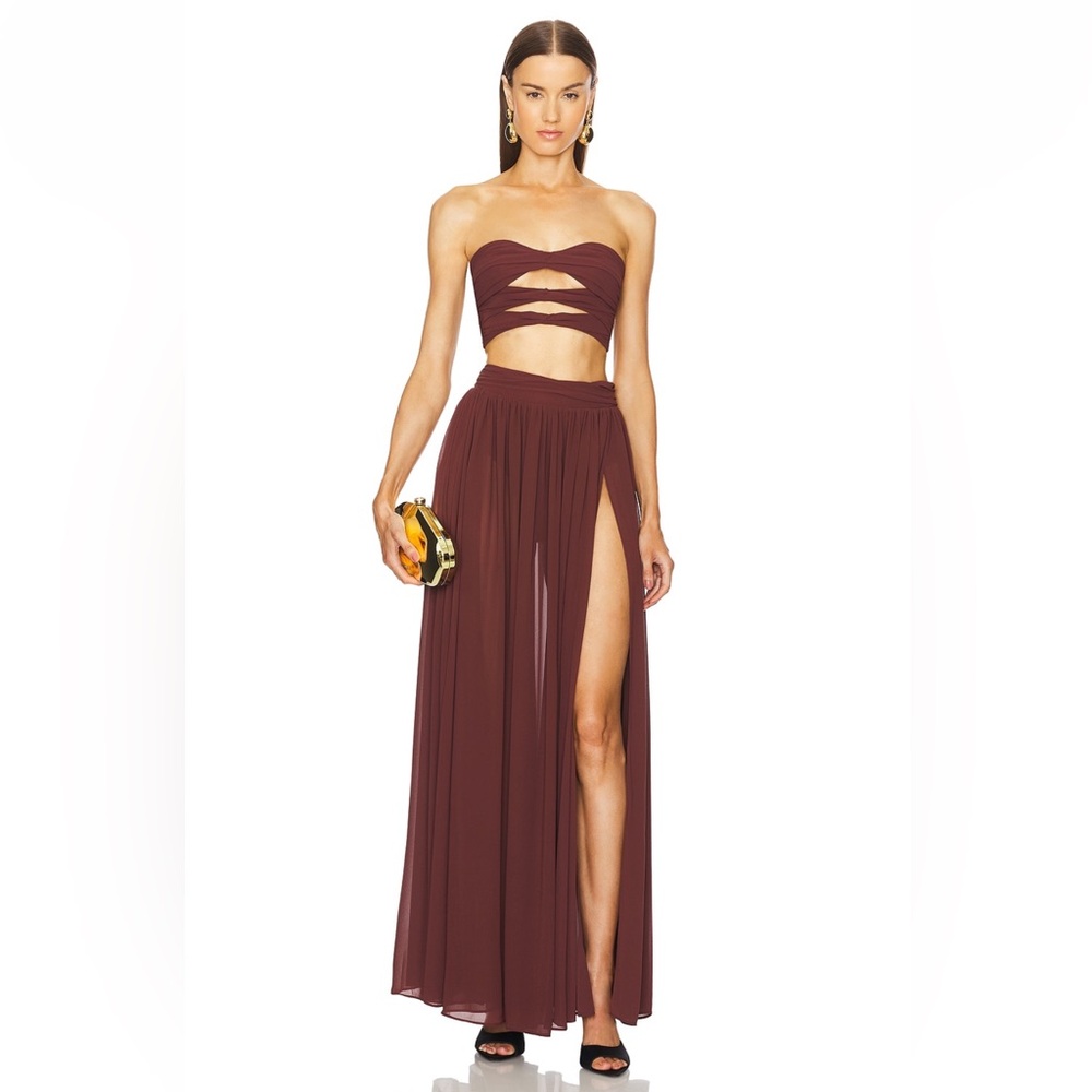 Michael Costello Brown Top & Skirt Set